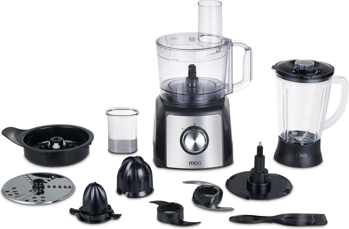 MOA Foodprocessor met 1200 Watt - Extra krachtig - Met accessoires voor gebruik als citruspers