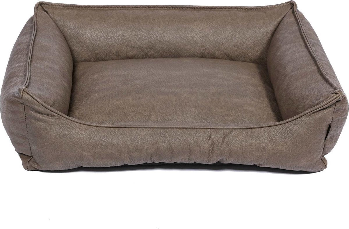 snObbs Buffalo S Hondenmand - Hypoallergene Hondenbank - Makkelijk Schoon te Maken Hondenkussen – Lederlook Design Hondenbed – 75 x 55 x 20 – Bruin