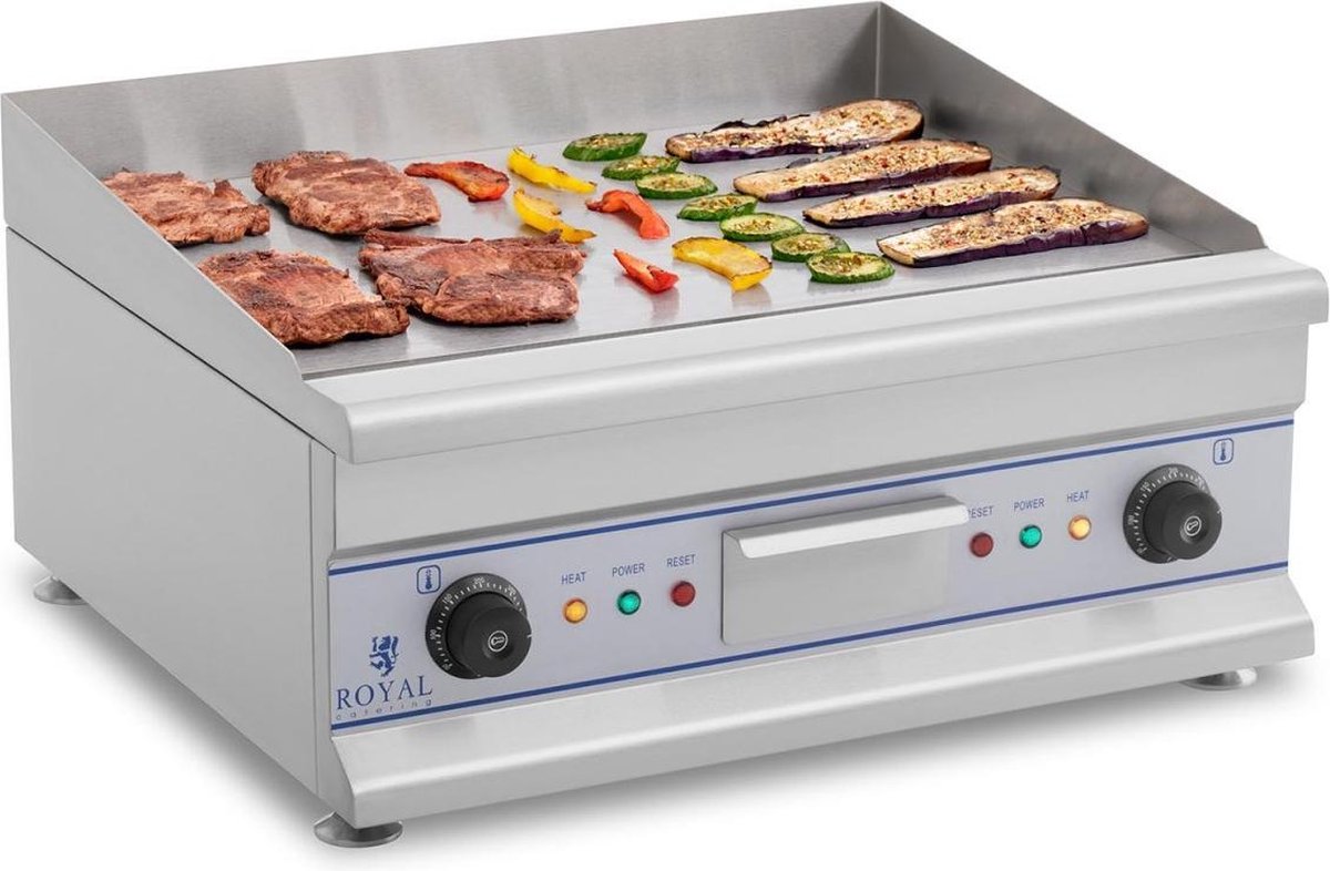 Royal Catering Elektrische bakplaat - 60 cm - glad - 2 x 3200 W