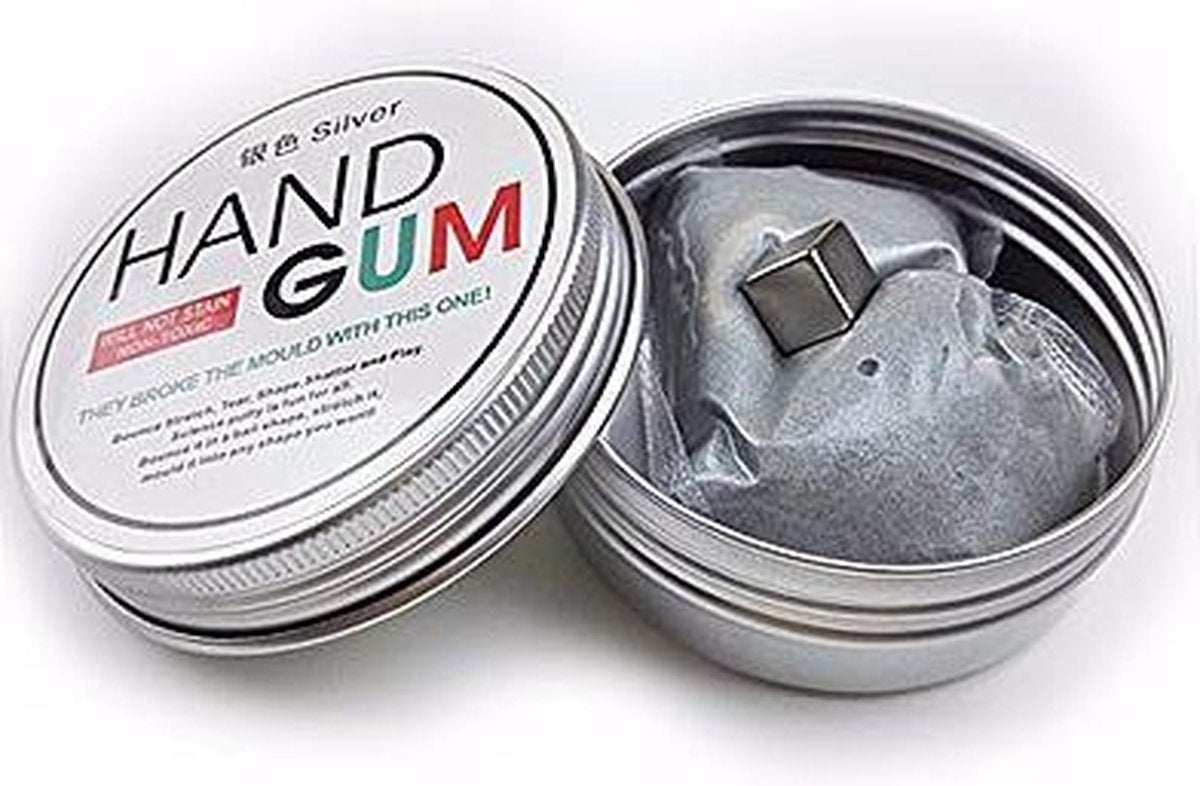 Intelligente klei - Zilver magnetische putty in blik + sterke vierkante magneet