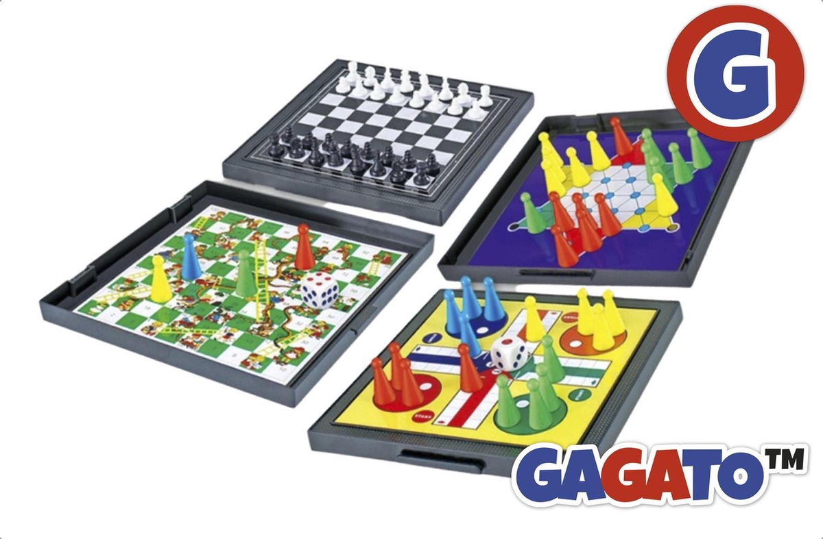 4-in-1 Magnetisch Bordspel (incl. Schaken) - Familiespel - Reisspel - Bordspel Reiseditie - Ludo/Schaken/Halma
