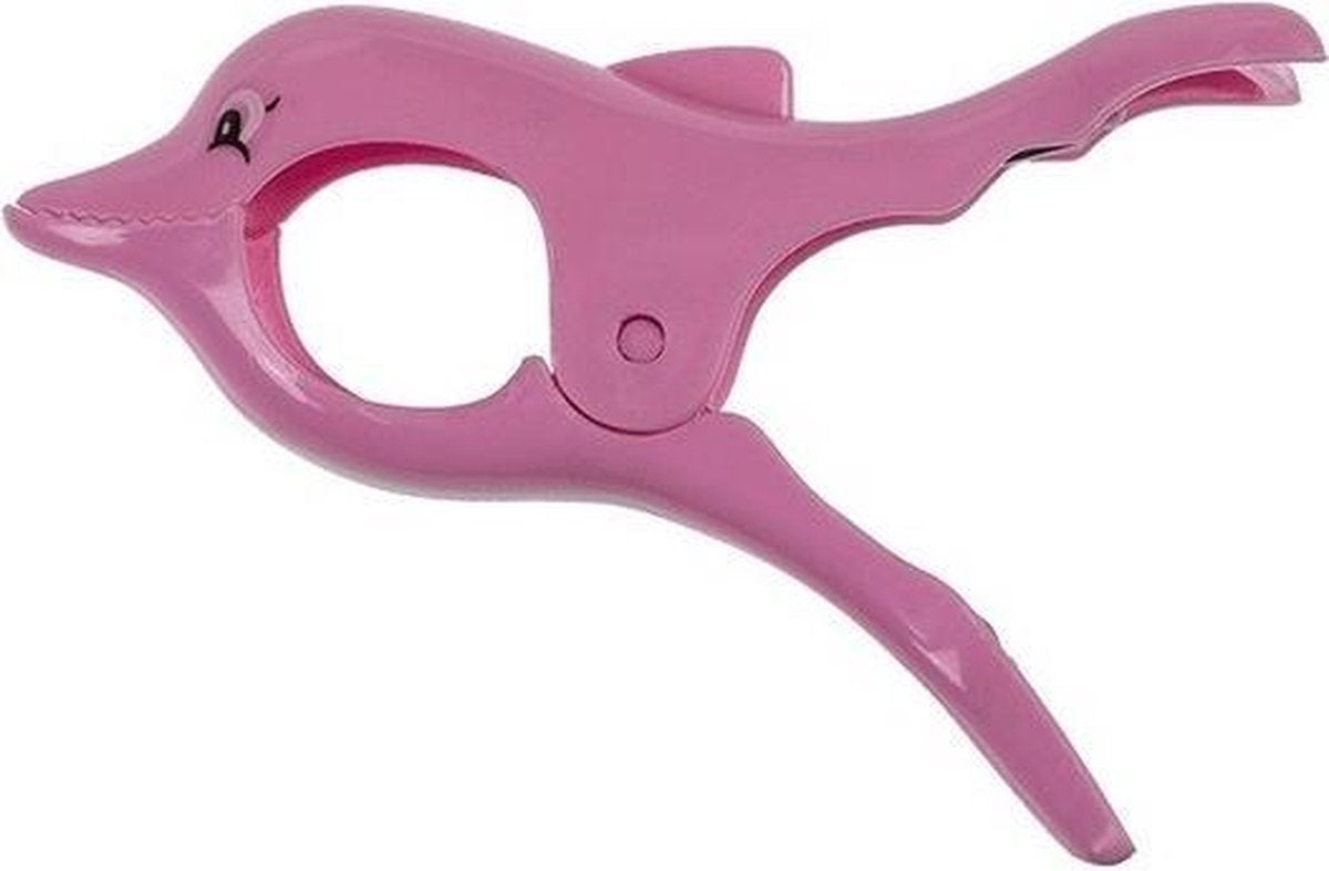 6x Roze dolfijnen handdoek knijpers 12 cm - strandlakens/bad handdoeken knijpers