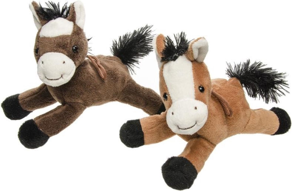 Knuffel paard Licht of donker bruin 20 cm