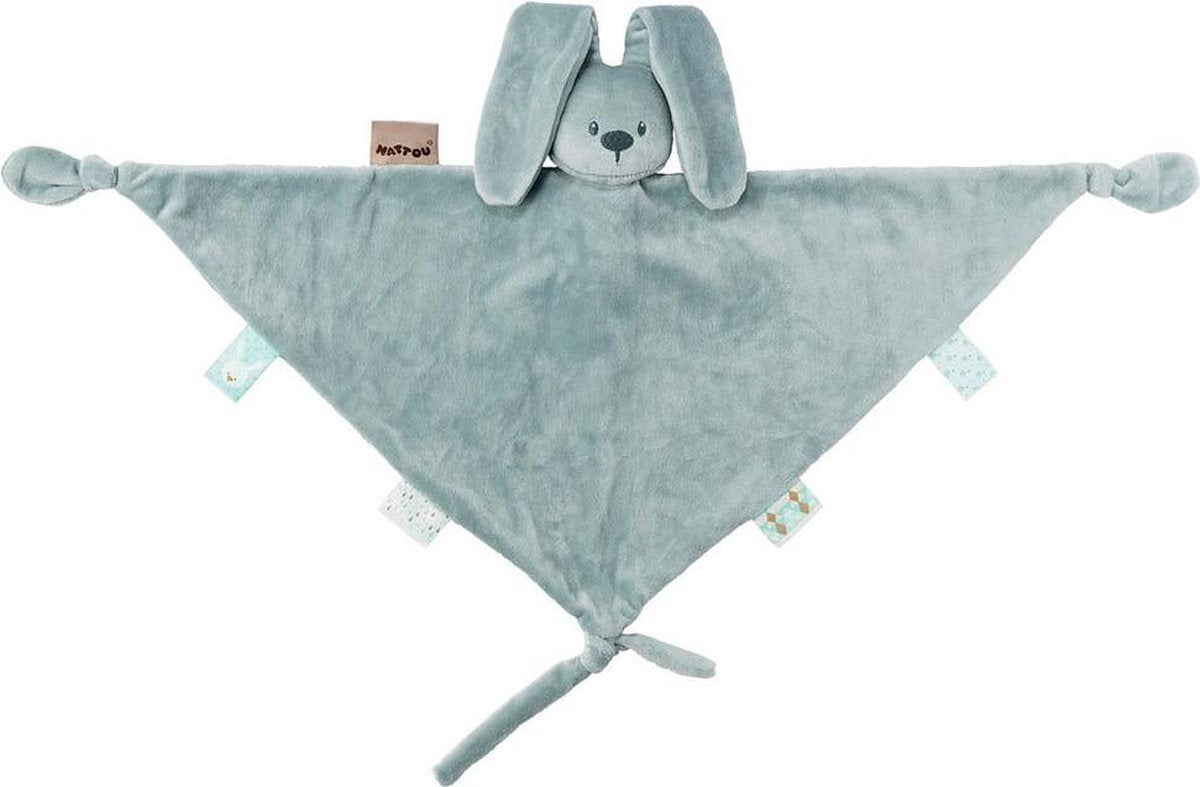 Nattou Konijn Lapidou - Knuffeldoekje - Doudou - 60 x 40 cm - Fopspeenbevestiging - Groen
