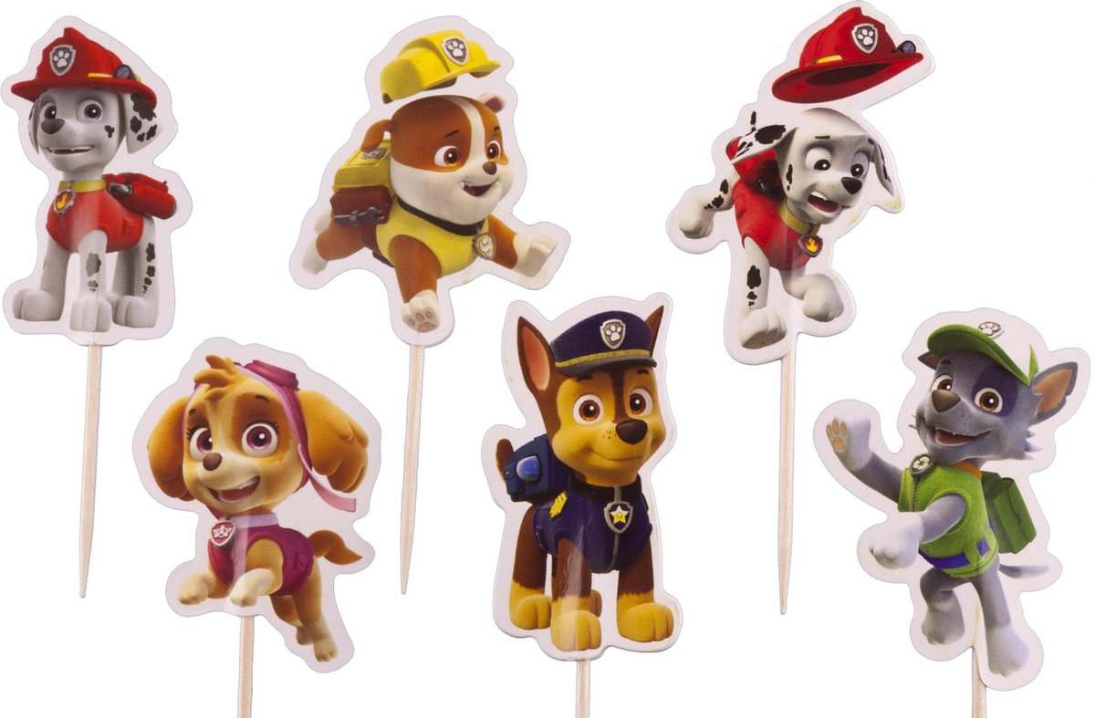 Paw Patrol cocktailprikkers | cocktail prikker cupcake toppers | 24 stuks