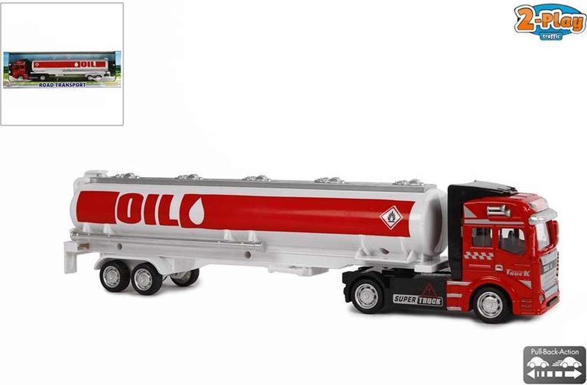 2-Play Vrachtwagen pb met oplegger tankauto: 32 cm
