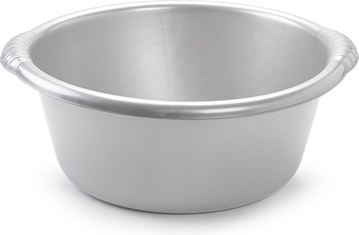 Afwasteil/afwasbak rond zilver 10 liter - camping/handwas - multi-functionele teiltjes
