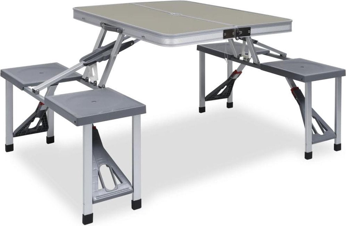 vidaXL Campingtafel inklapbaar met 4 zitjes staal en aluminium