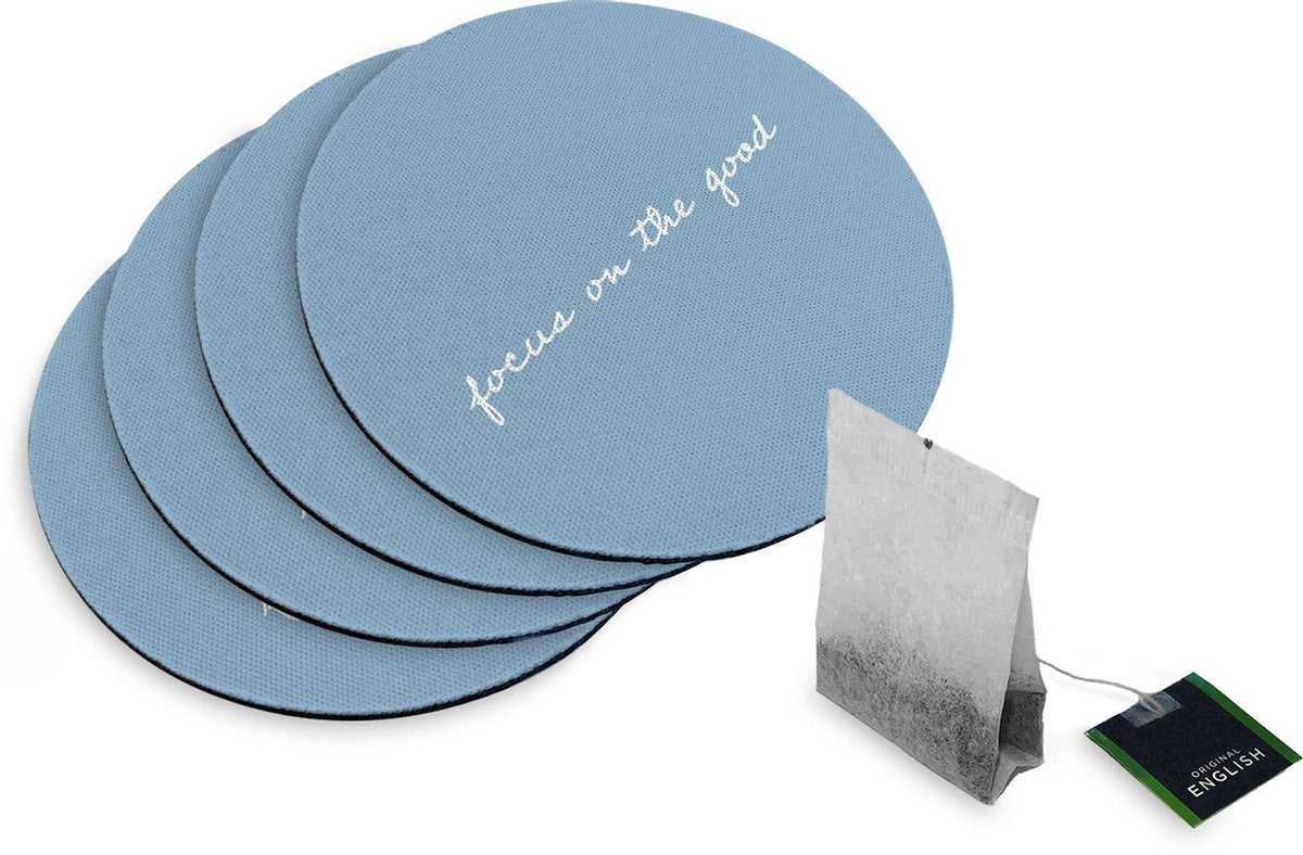 4 Rubberen Onderzetters - Design Focus On The Good - Rond