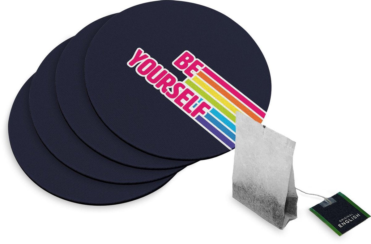 4 Rubberen Onderzetters - Design Be Yourself - Rond