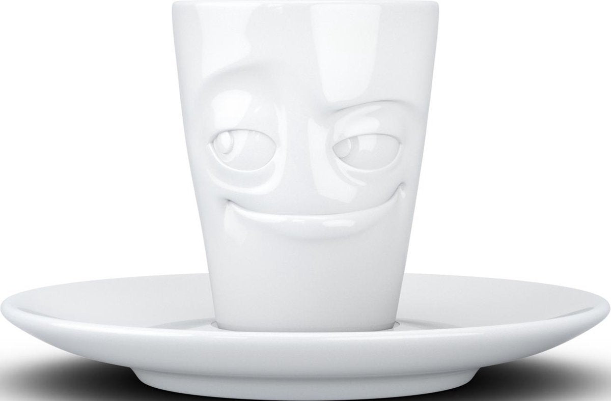 Tassen espresso kop en schotel 80 ml met ondeugend gezicht