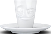 Tassen espresso kop en schotel 80 ml met ondeugend gezicht