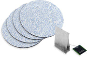 4 Rubberen Onderzetters - Design Blauwe Doodle - Rond