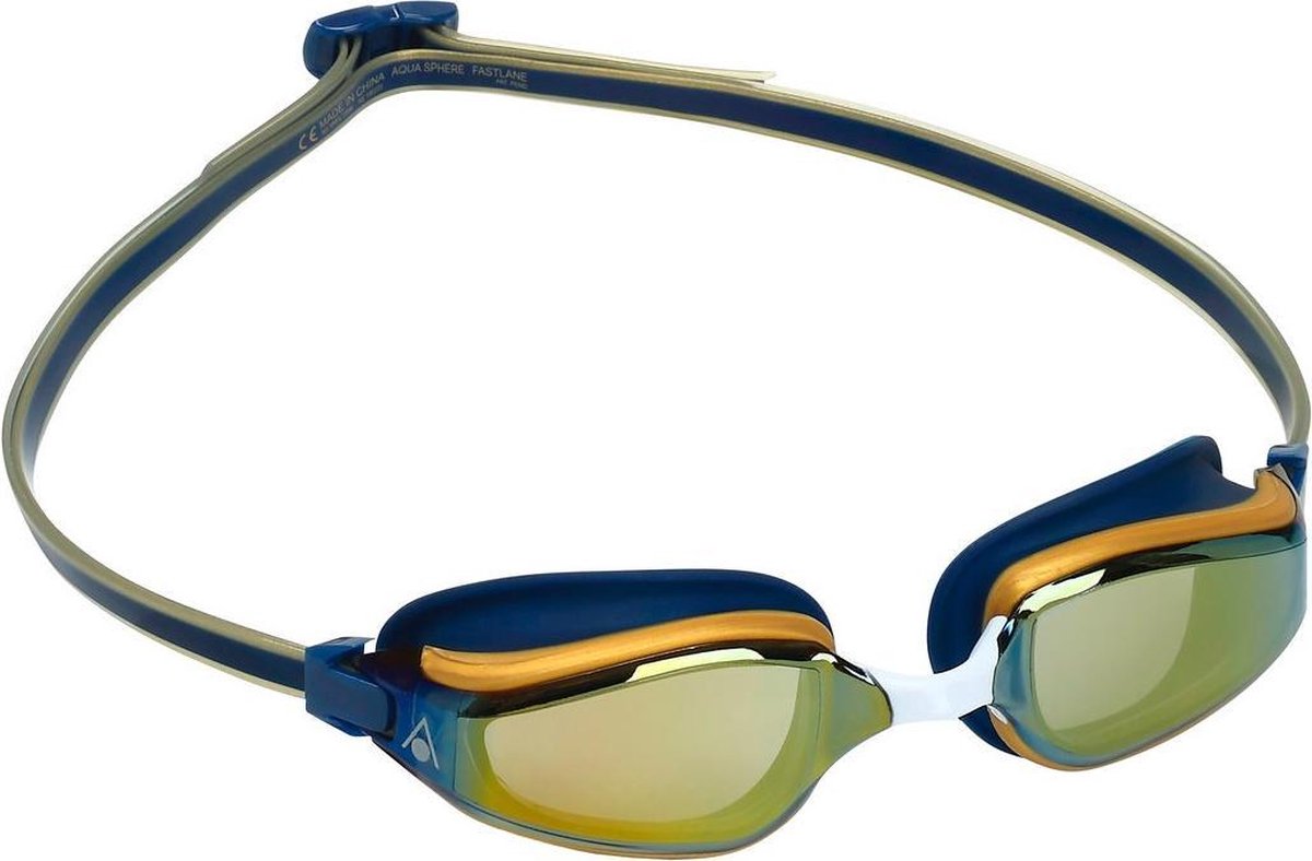 Aquasphere Fastlane - Zwembril - Volwassenen - Gold Titanium Mirrored Lens - Blauw/Goud