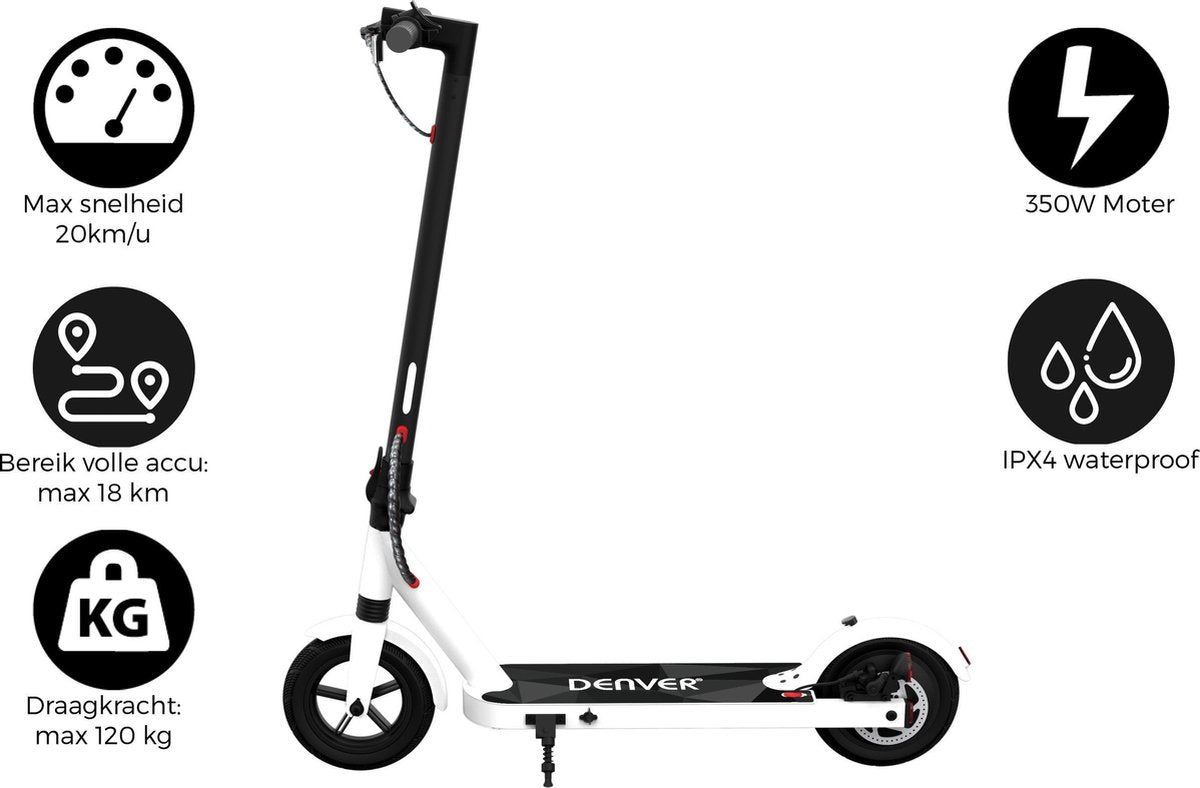Denver SEL-85350White - 8'' Elektrische step - E-Step met aluminium frame - E-Scooter - Wit
