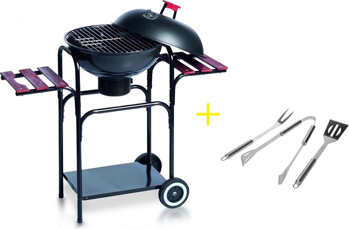 MaxxGarden Houtskoolbarbecue - Rond op onderstel - 100 x 80cm + accessoireset