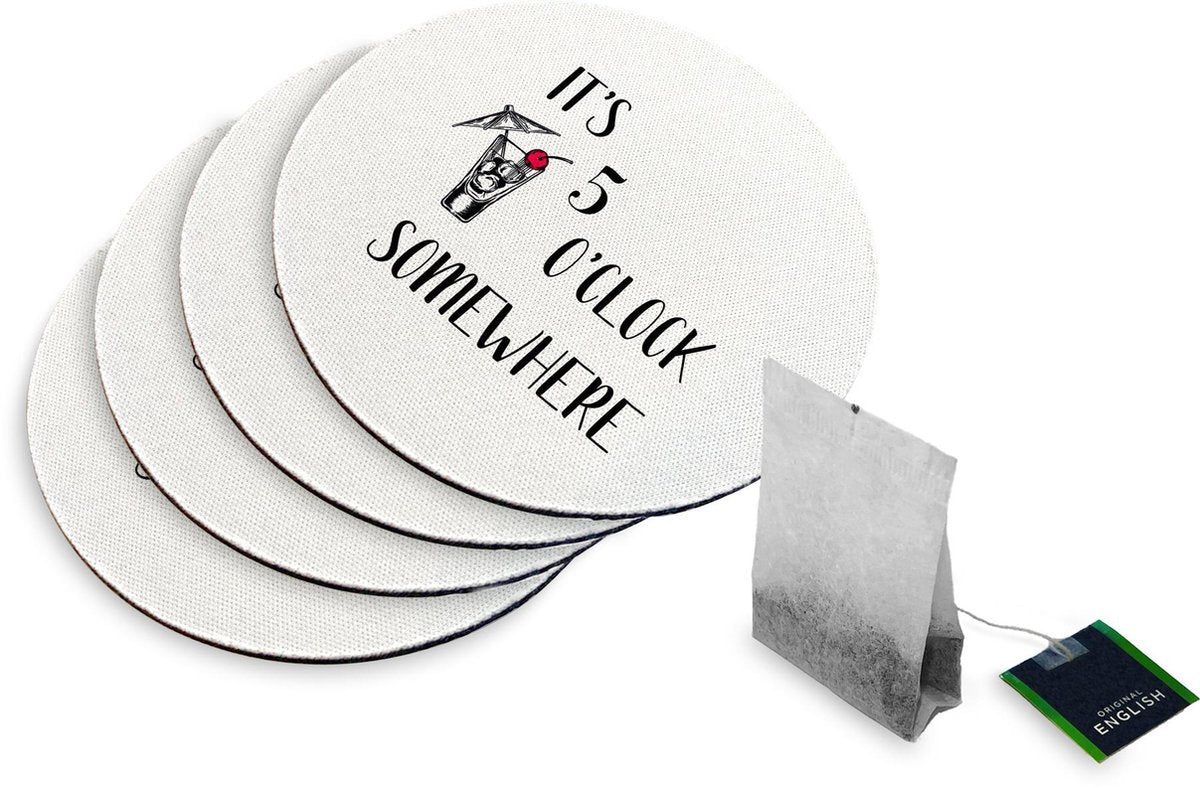4 Rubberen Onderzetters - Design 5 O'Clock Somewhere - Rond