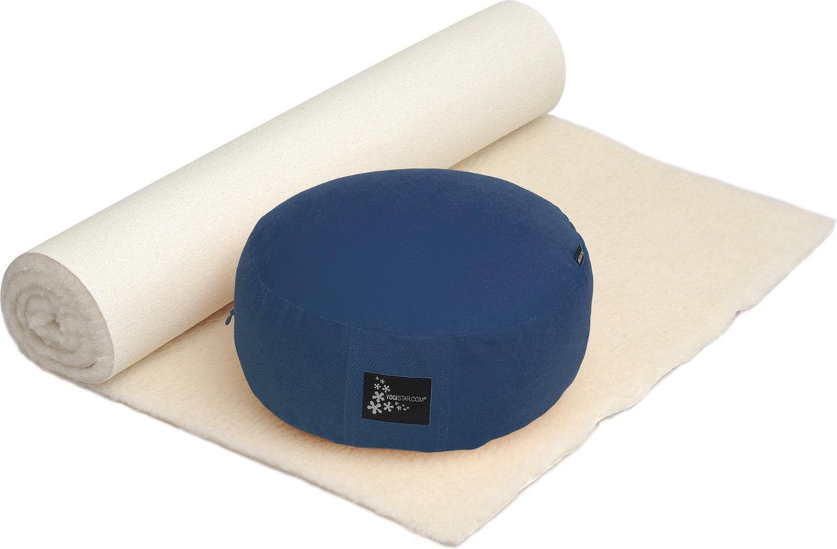 Yogistar Yoga-Set Comfort Edition - Meditation natur 75 x 200 cm darkblue