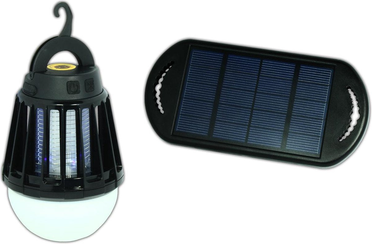 POWERplus Mosquito USB & Solar Oplaadbare LED Verlichting met Electrische Vliegenvanger  | Tentlamp UV Vliegenlamp voor camping - boot - tent | Insectenverdelger | Vliegenvanger - Muggenvanger Lamp Campinglamp