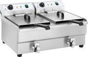 Royal Catering Dubbele elektrische friteuse - 2 x 16 liter met afvoerkraan