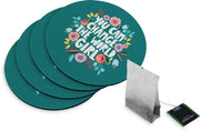 4 Rubberen Onderzetters - Design Girly - Rond