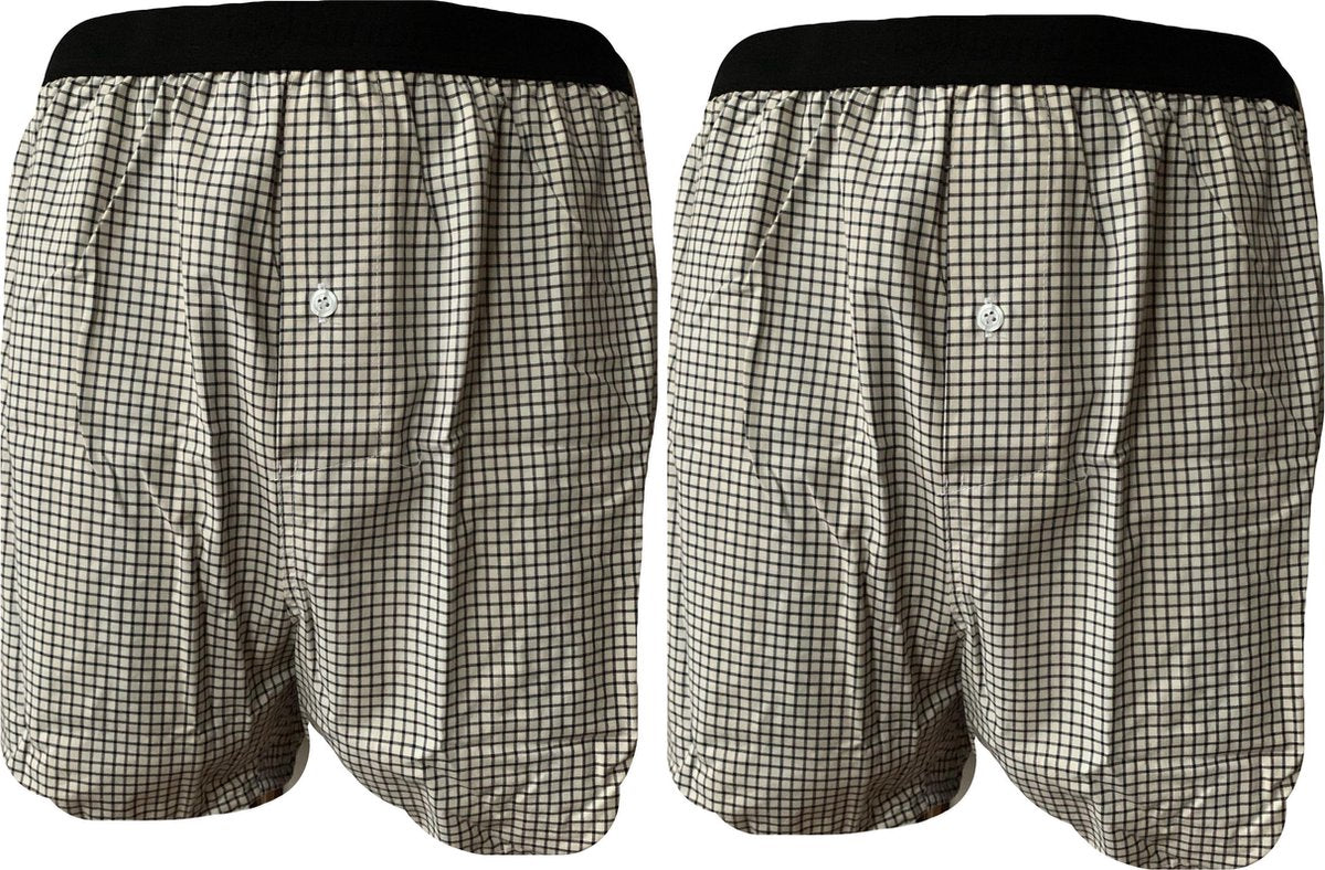 Embrator 2-stuks mannen Boxershorts geweven katoen off wit/zwart XXL