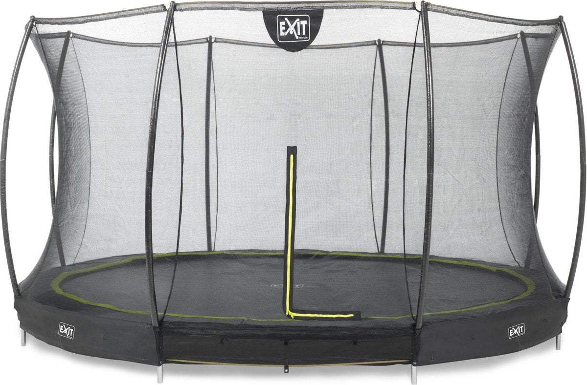 Trampoline EXIT Silhouette inground - ø366cm - met veiligheidsnet - zwart