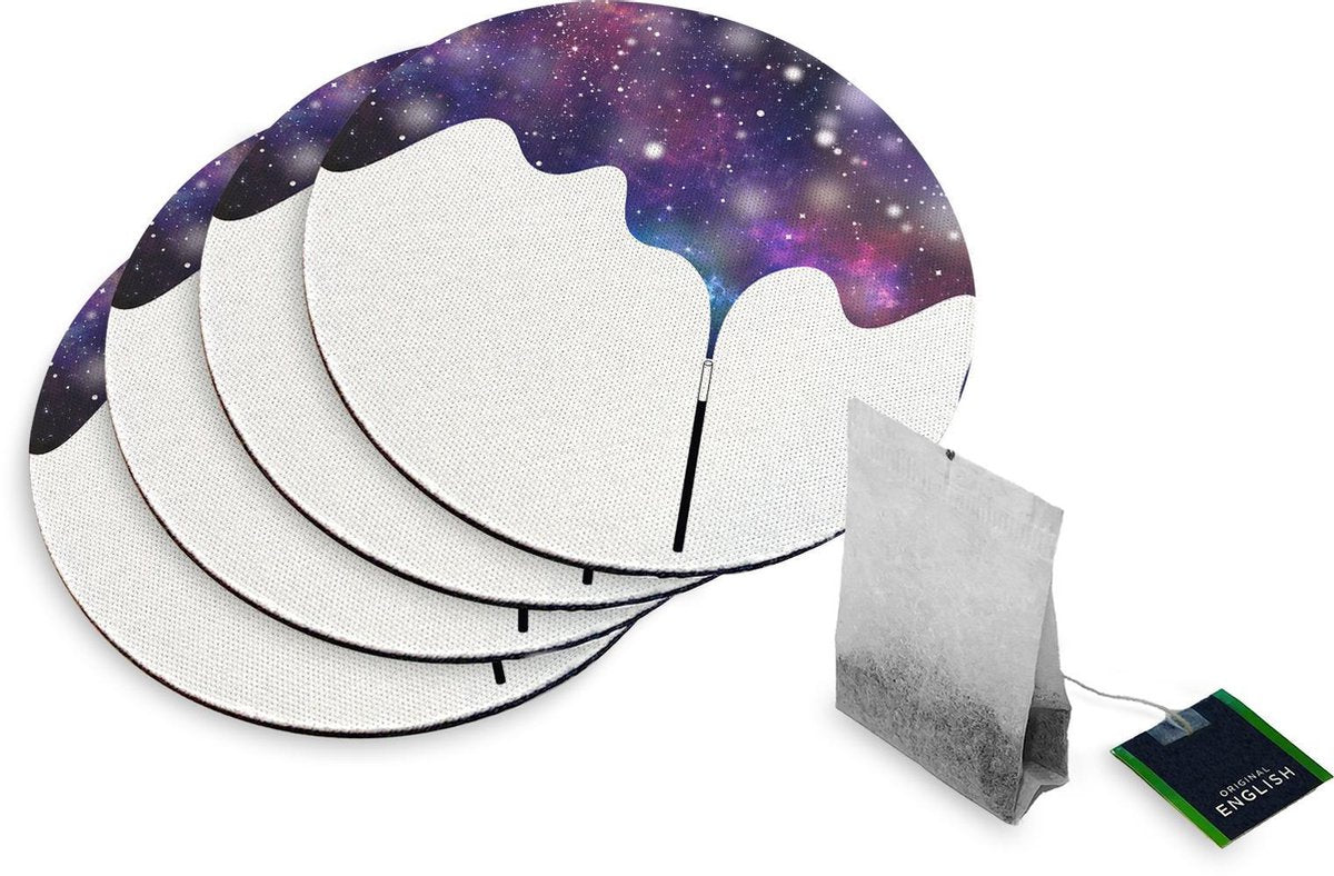4 Rubberen Onderzetters - Design Galaxy Toverstaf - Rond