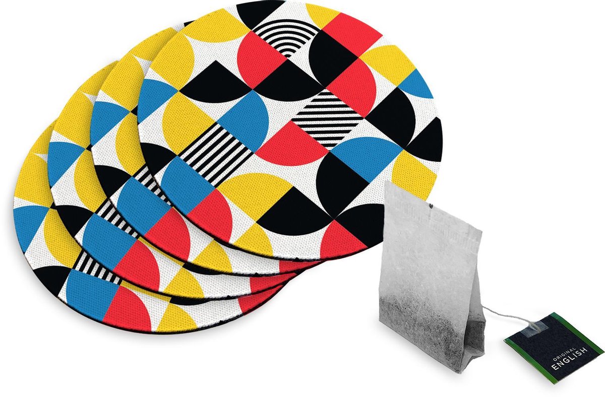 4 Rubberen Onderzetters - Abstract Pattern - Rond