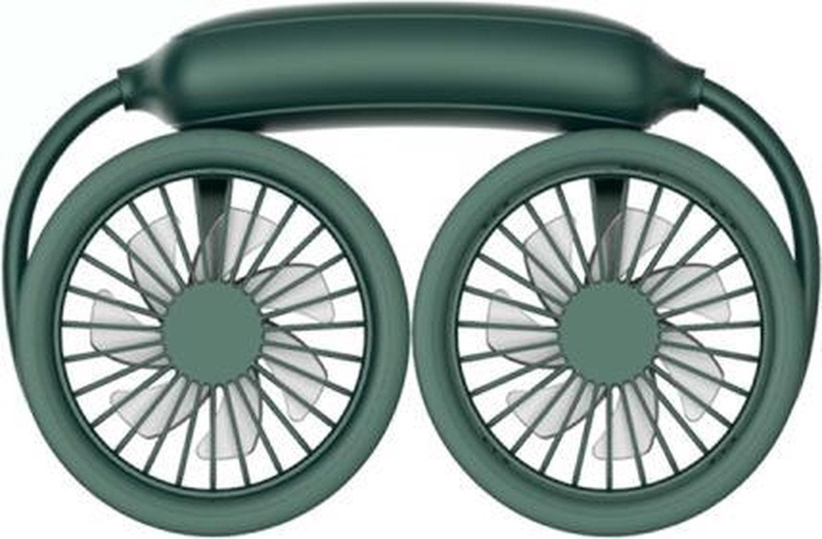 WS36S 4.5W 1200mAh Hoek verstelbaar Drie-snelheden Stille hangende nekventilator Multifunctionele handheld en desktop Kleine ventilator (groen)
