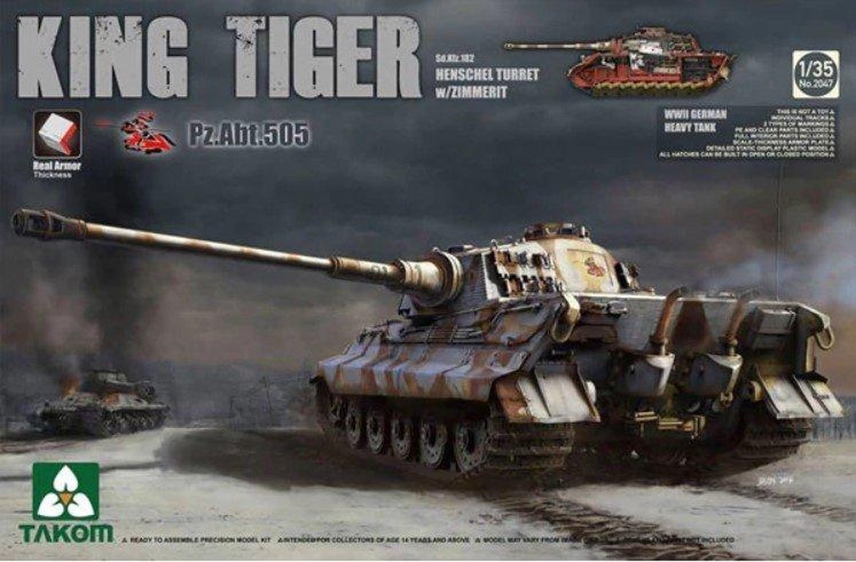 Takom | 2047S | Sd.Kfz.182 King Tiger henschel turret w/Zimmerit w/Interior | 1:35
