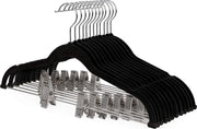 Nancy's Kledinghanger set van 12 stuks - Broekhanger fluweel - Anti slip - Kledinghangers zwart