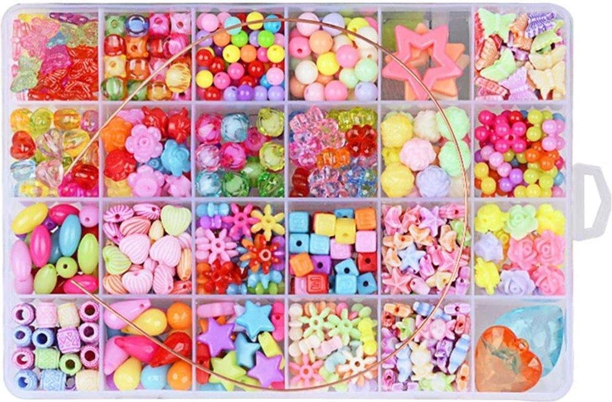 Kralen speelgoed kinderen DIY sieraden maken acryl kralen set handwerk meer dan 550 stuks (gemengde kleur stijl)