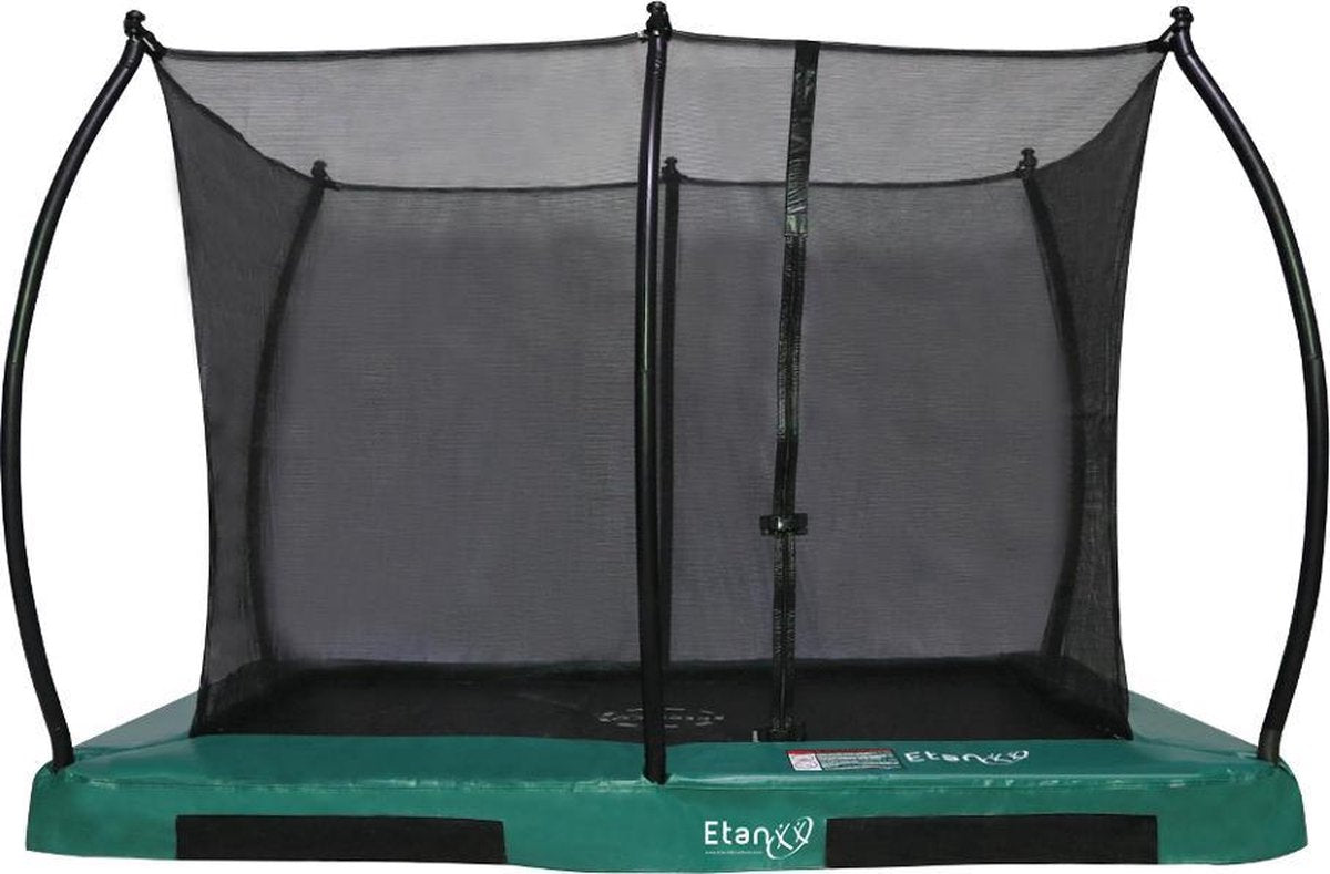 Etan Hi-Flyer Trampoline Inground met net - 281 x 201 cm / 0965 ft - incl. Veiligheidsnet - Uv-bestendig Randkussen - Groen - Rechthoekig
