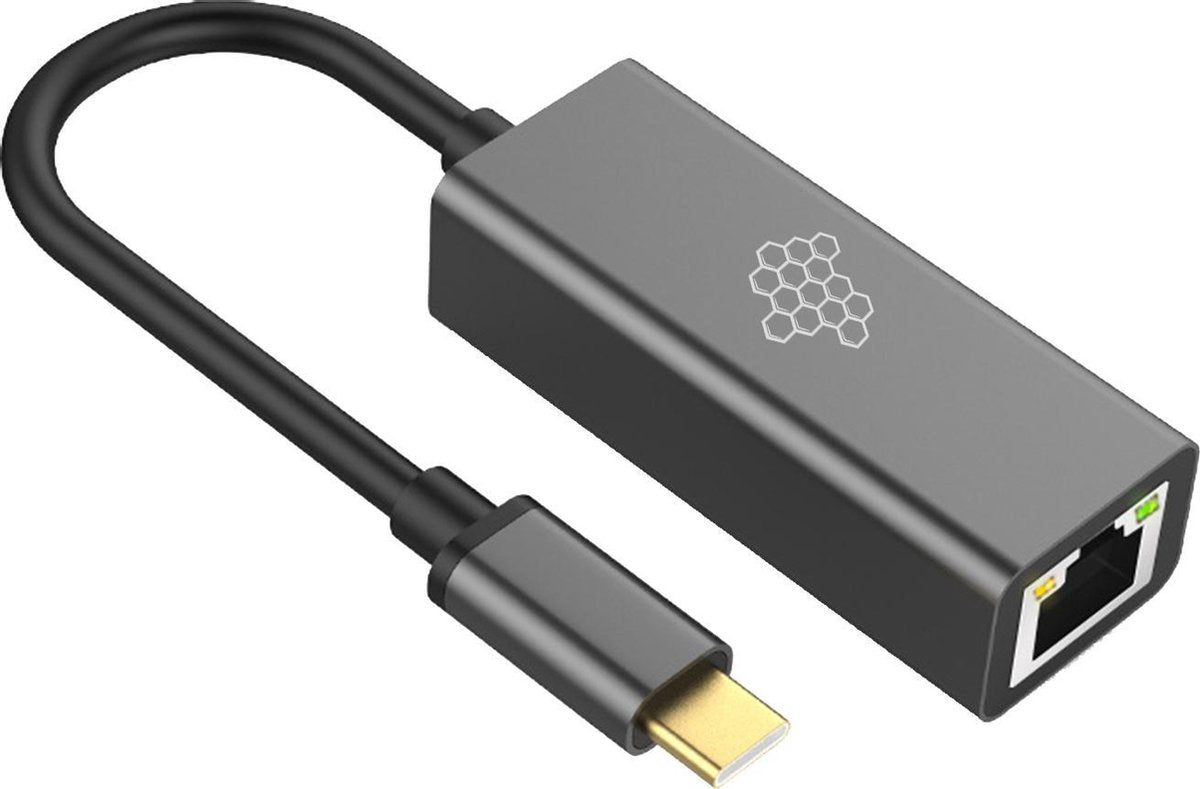 Bee's - USB-C Naar Ethernet Adapter - 1GBps - USB C naar RJ45 - LAN Netwerk - Grijs