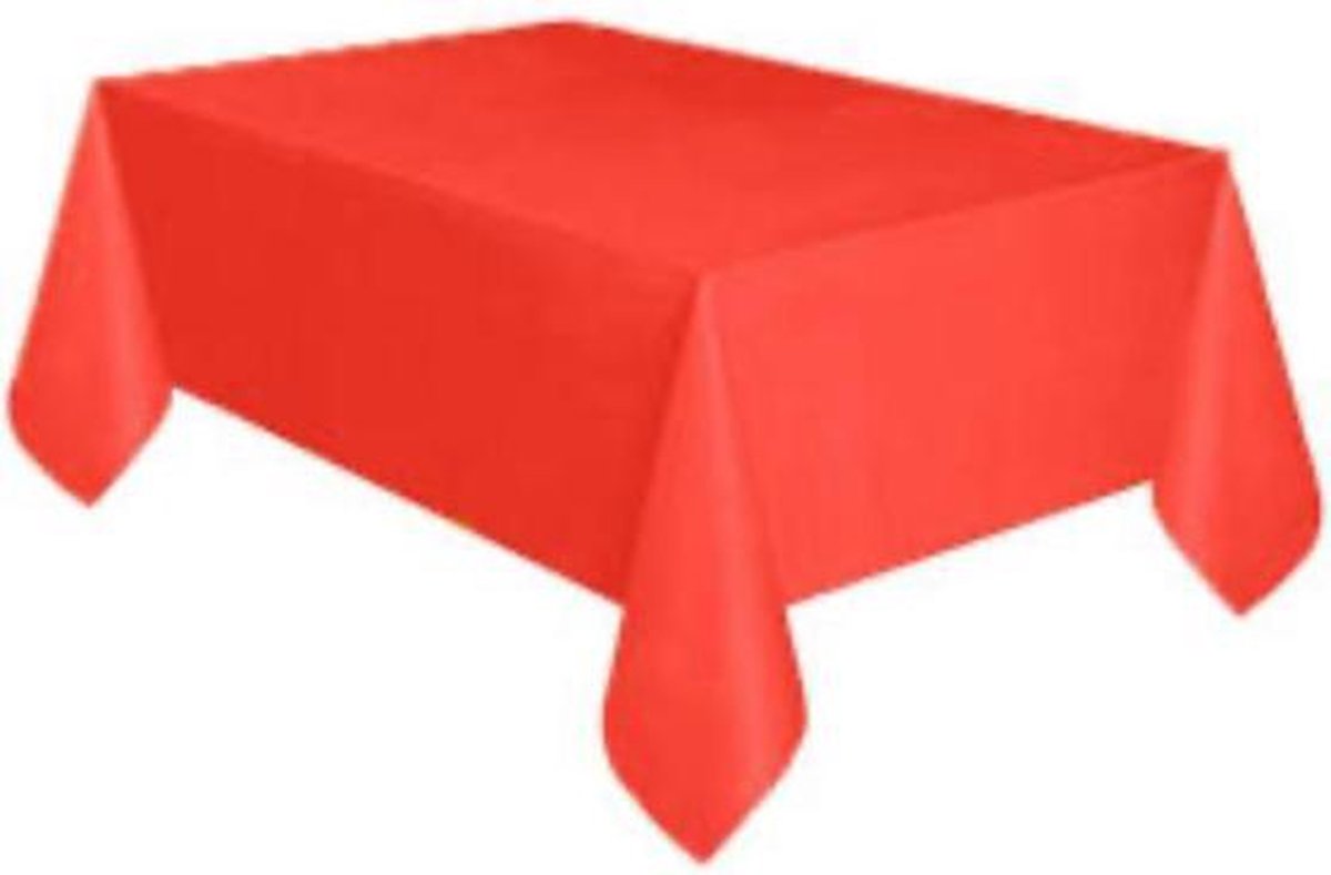 Tafelkleed dun Plastic rood XL 137x274cm /  Let op dit is dun plastic geen tafelzeil