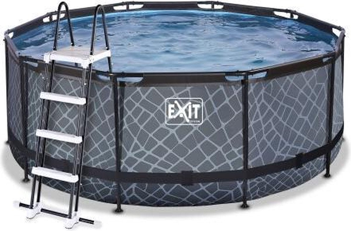 EXIT Stone zwembad ø360x122cm met zandfilterpomp - grijs