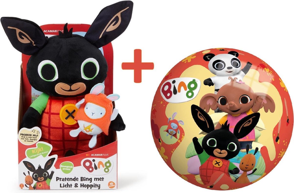 Bing - Pratende Bing met Licht & Hoppity + Bing Bal 24cm