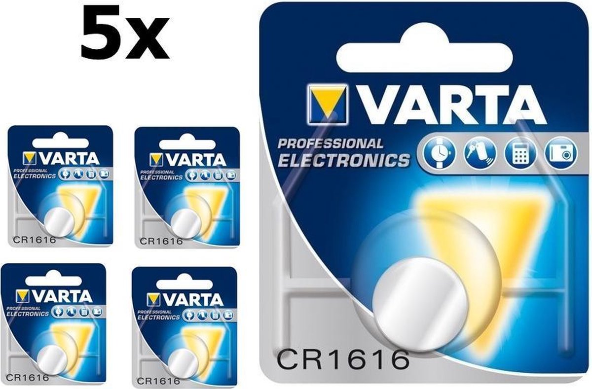 5 Stuks - Varta CR1616 55mAh 3V Lithium knoopcel Professional Electronics