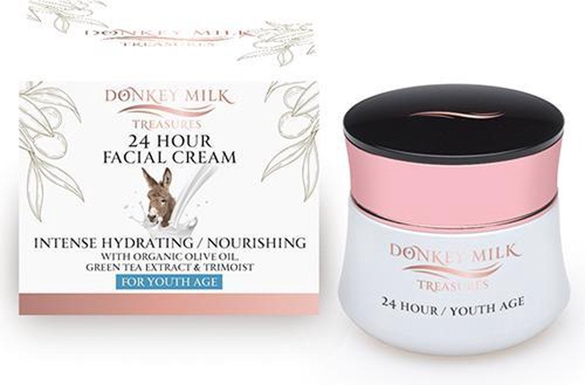 Pharmaid Donkey Treasures 24 uur intens hydraterende en voedende gezichtscrème  50ml.