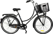 Wheelerz omafiets classic 26 inch matzwart | inclusief voordrager & krat