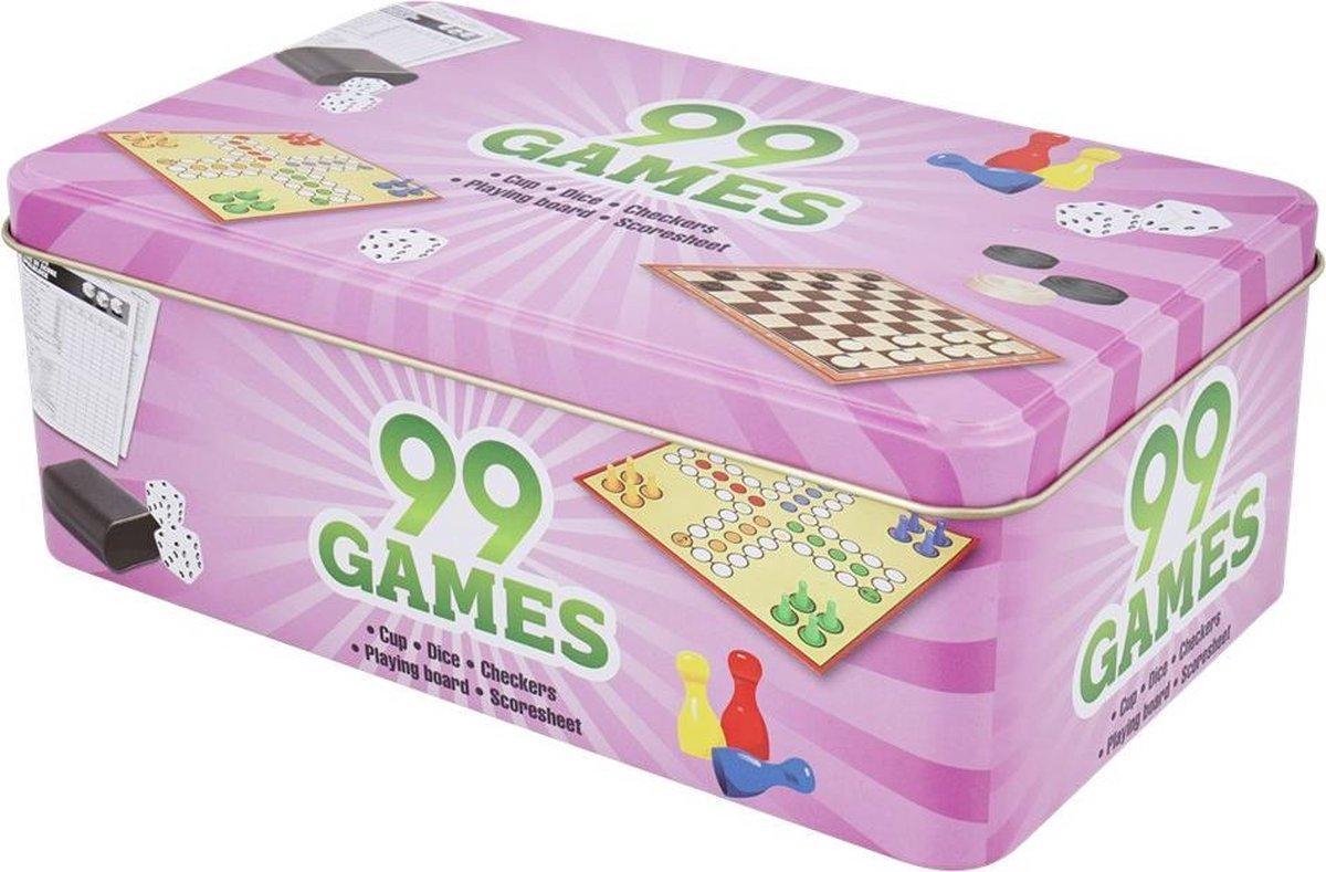 Creartix - 99 Games - Spellendoos - Reisspellen - Cadeau tip - 99 verschillende spellen in 1 doos: Dammen / Schaken / Yahtzee / ...
