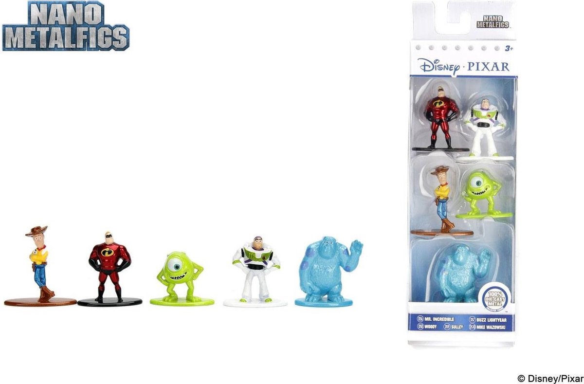 5 metalen Disney Pixar figuren - Buzz lightyear - mike - woody - sulley - mr incredible - toy story 4 - marvel - Monster & Co - speelgoed - figuur - Viros