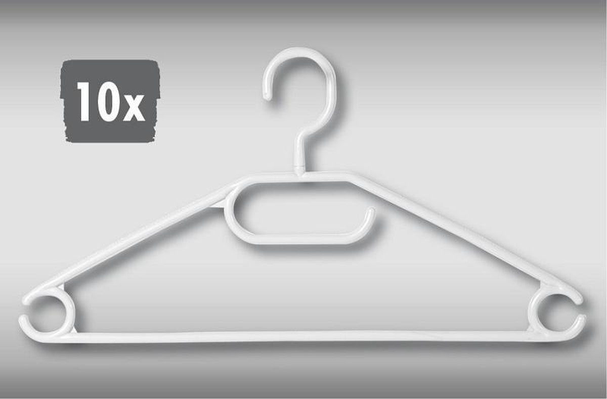 10 STUKS Kledinghangers Wit | Broeklat | Kunststof klerenhanger | Broekhanger | Kleur: WIT | Pak van 10 Stuks