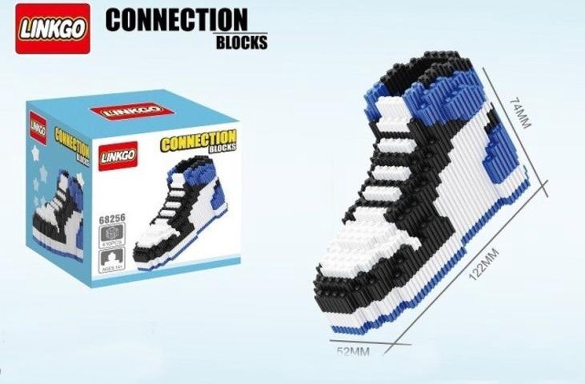 Linkgo Connection Blocks - Sneaker (Blauw/Wit/Zwart) | Speelgoed voor kinderen jongens meisjes | lego technic