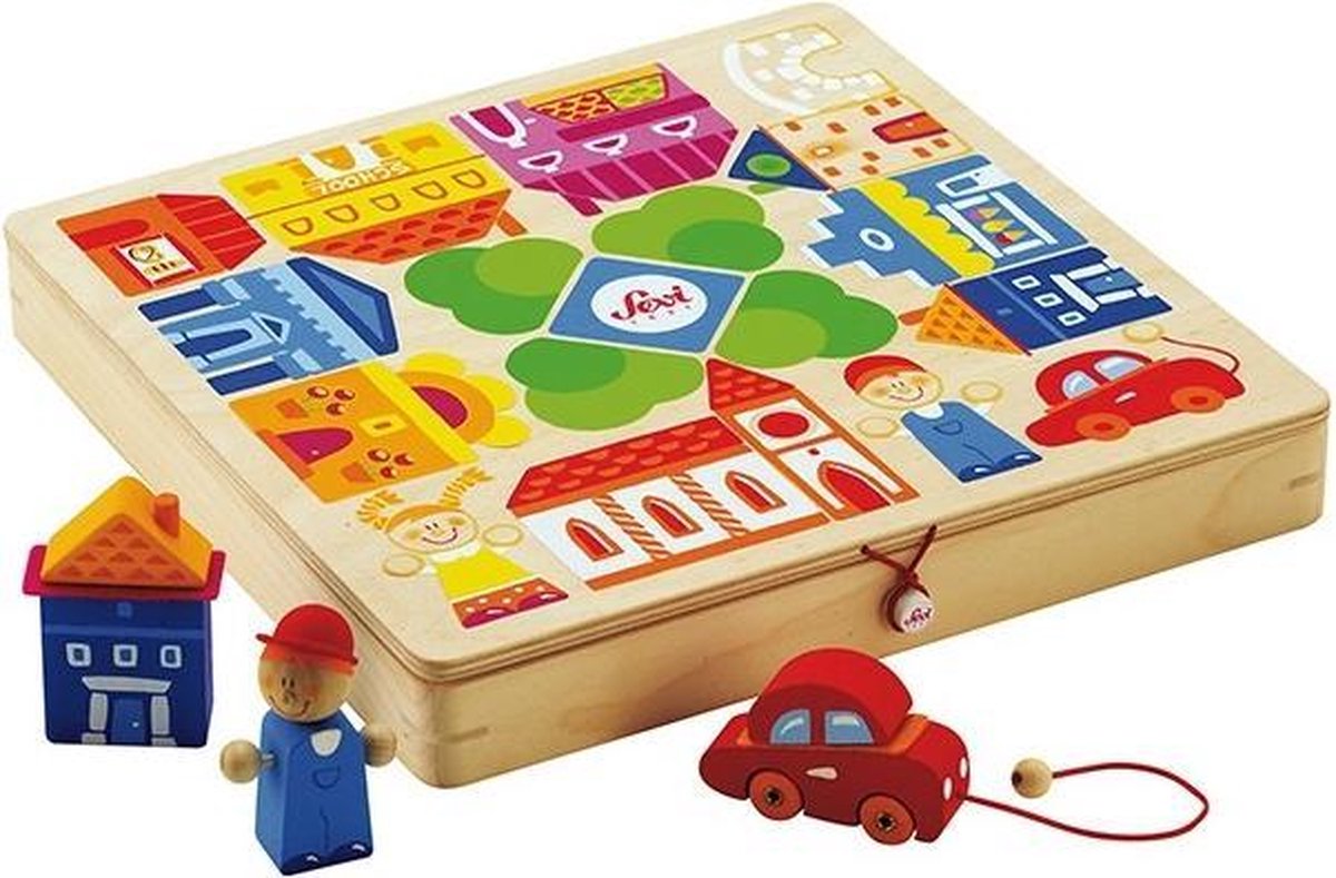 Puzzel - Speelpuzzel - Stad - Groot - Hout