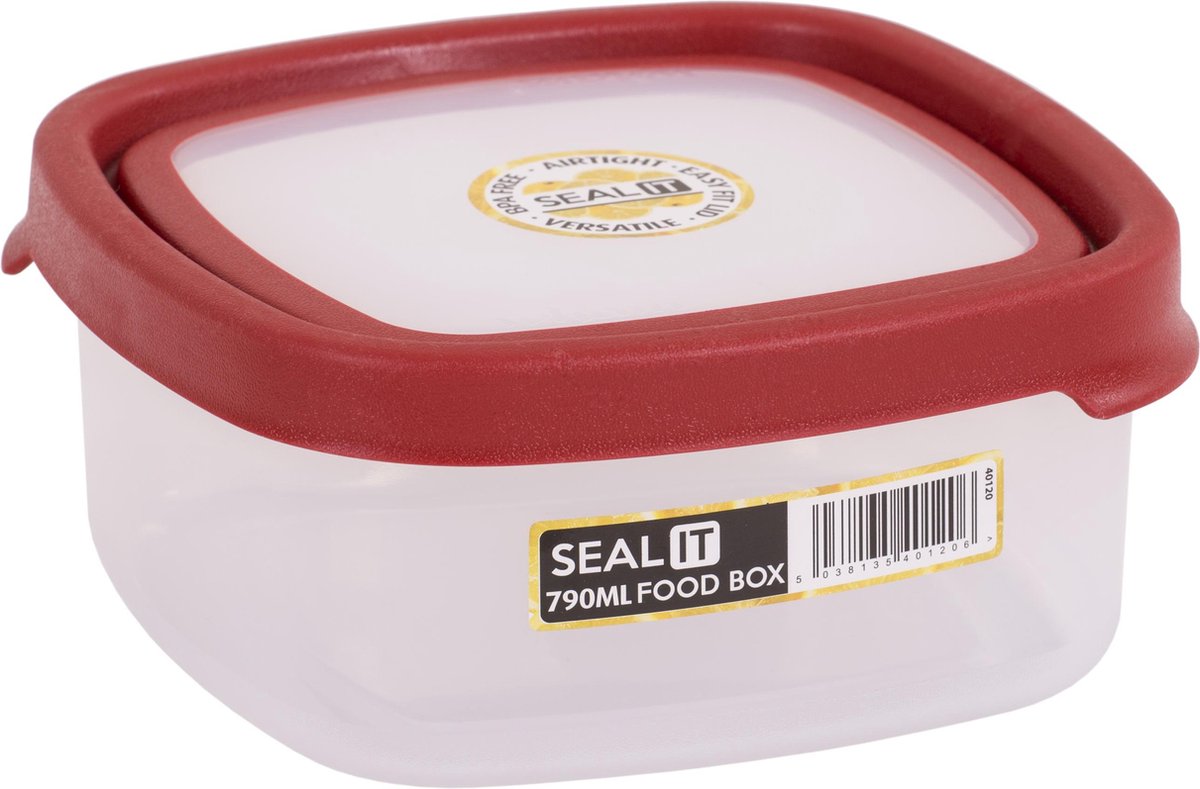Wham Seal It Vershouddoos - Vierkant - 790 ml. - Set van 3 Stuks - Rood