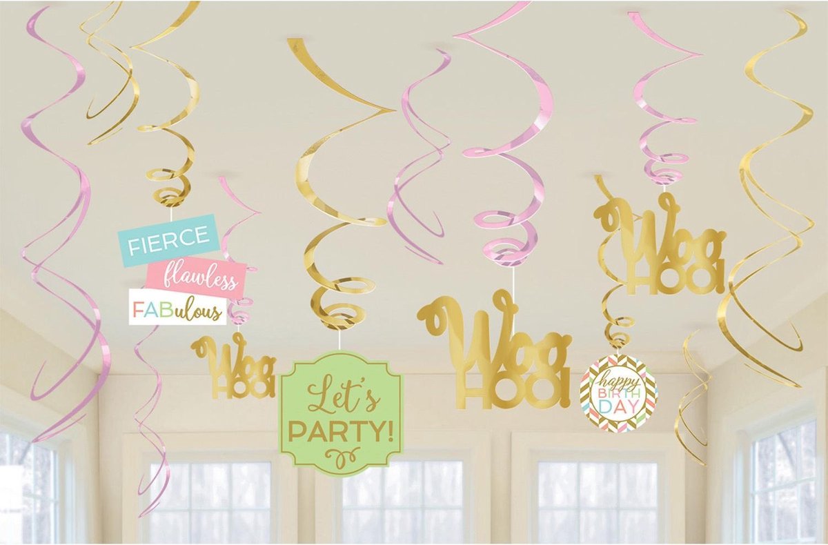 Verjaardag Hangdecoratie Happy Birthday 61cm 12st