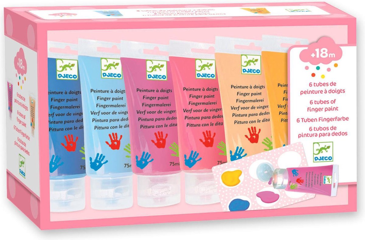 Djeco - 6 tubes vingerverf Sweet - 2+