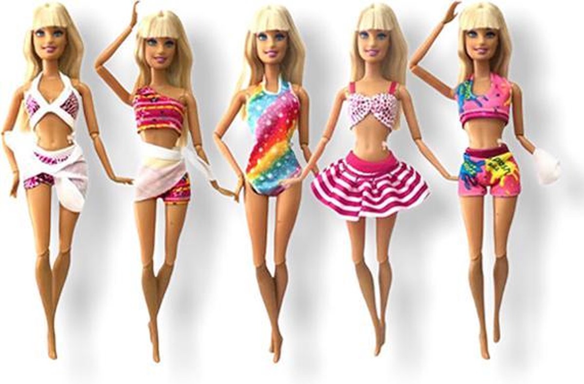 Barbie kleding - 5 Outfits voor poppen - Poppenkleertjes - Geschikt voor o.a Barbie - Setje 'Summer' - Barbie kleertjes - GRATIS verzending